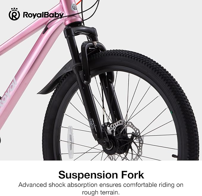 RoyalBaby Kids Mountain Bike for Boys and Girls, Ultra-Light Aluminum 20-26 Inch Wheel Bicycle for 6-14 Years Old Children, 7/21-Speeds Drivetrain