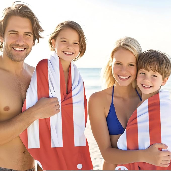JML Personalized Beach Towel with Name, Custom Cabana Stripe Beach Towel, Customized Microfiber Pool Towel, Quick Dry & Absorbent Swim Towel for Adult,Mother's Day, Birthday, Summer Holiday,Vacation