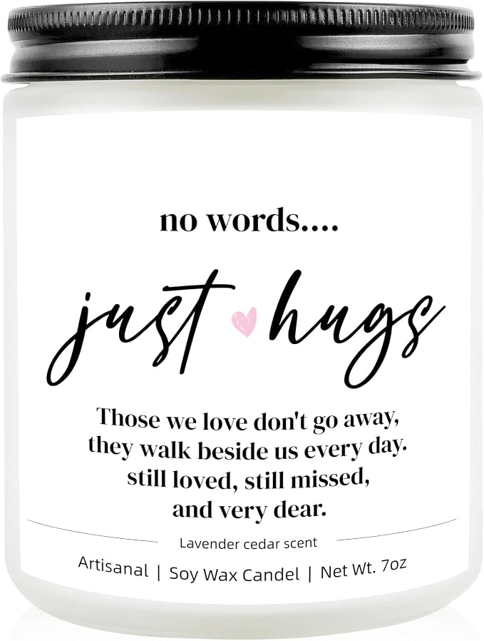 Scented Candle, Sympathy Gifts for Loss of Loved One, Memorial Gifts - No Words Just Hugs -7oz Lavender Scented Soy Wax Candle, Bereavement, Grief, Think of You, Miscarriage, Get Well Candle for Women