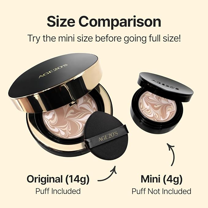 [MINI SIZE] AGE20'S Signature Essence Pact | 33W | Vegan Korean Cushion Foundation | Pack of 1 | Cream Foundation, Dewy & Glow Finish, Natural Coverage, SPF 50+ | 0.16 oz