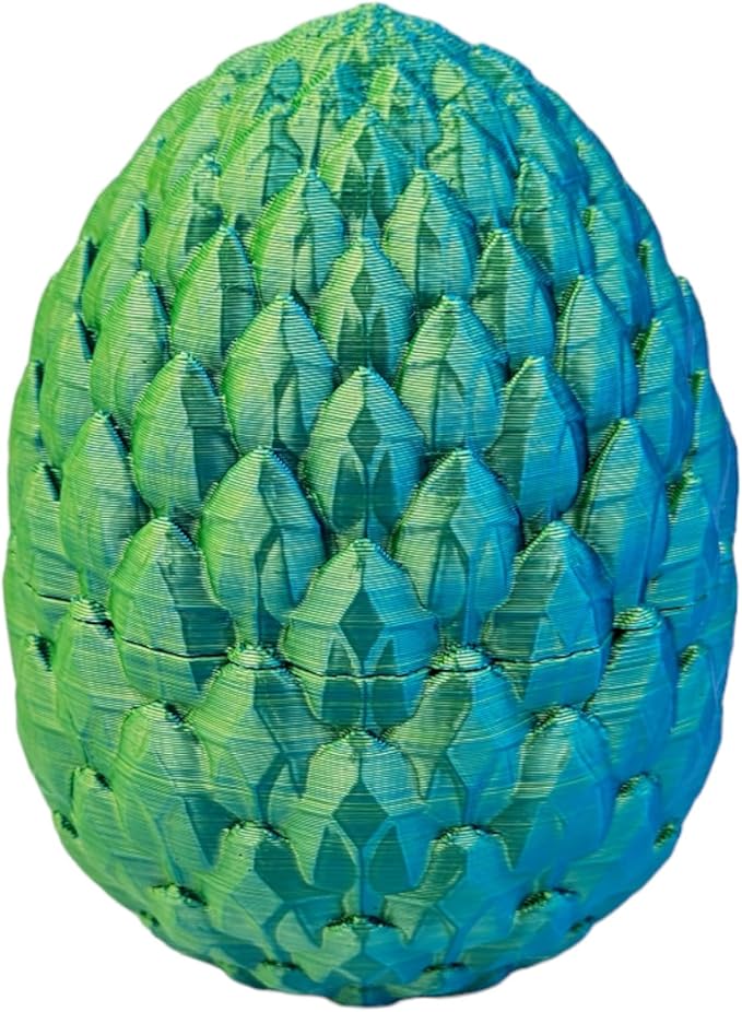 Surprise Dragon Egg Articulating Gemstone Dragon Fidget Figurine - 3D Printed Dragons Flexible ADHD, Autism, Relief Anxiety - Articulated Joints (Blue Yellow)