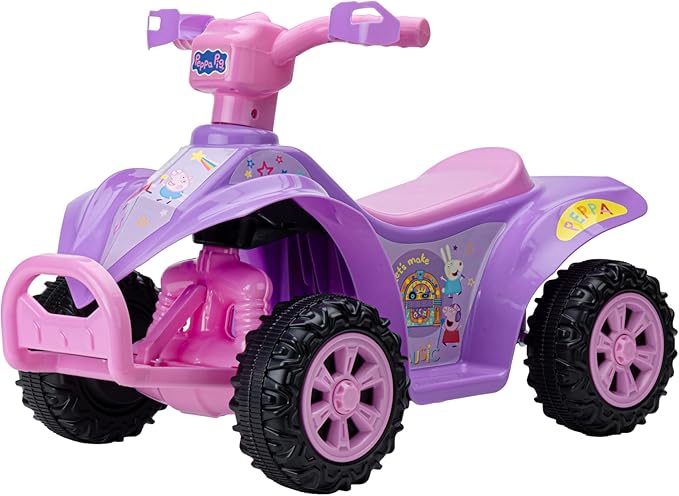 Peppa Pig - 6V Quad for Kids - Powerful and Safe Ride-On Toy with Rechargeable Battery - Forward and Reverse Driving - Max Weight Capacity of 55 LBS - Ages 2-3 Years