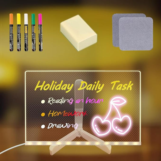 Acrylic Dry Erase Board with Light Up Acrylic Message Board Large, Acrylice Birthday Gift with Led Writing Board for Desk, Acrylice Dry Erase Board to Do List is Best Birthday Gifts for Girls Boys
