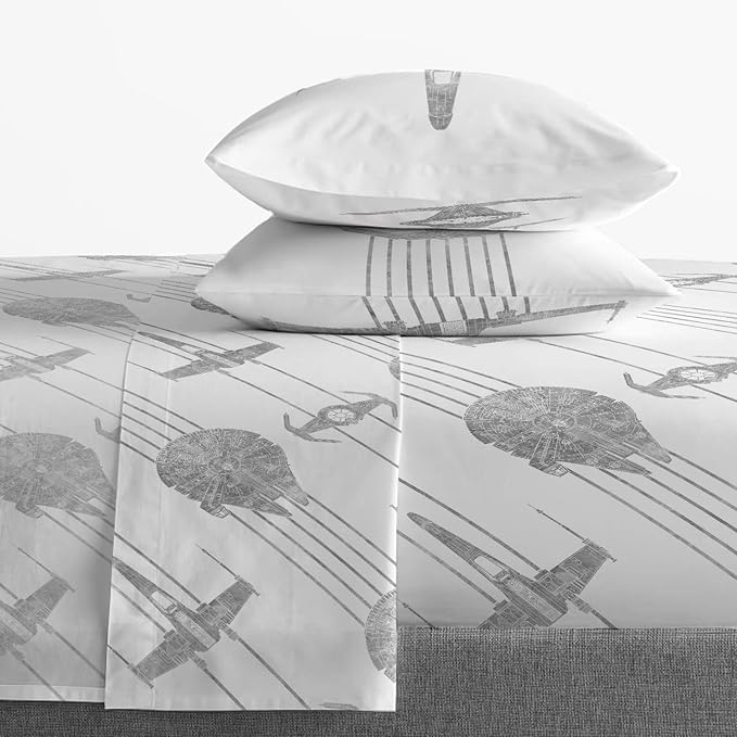 Jay Franco Star Wars Falcon Schematics 7 Piece Queen Size Bed Set - Includes Comforter & Sheet Set - Super Soft Kids Bedding Fade Resistant Microfiber