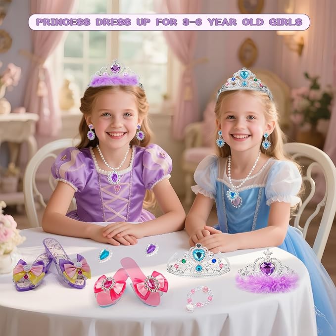 Princess Dress Up Toys for Little Girl,Jewelry Boutique Role Play Gift Set,Toddler Dress Up Kids Toys for 3-6 Years Girls Birthday Party