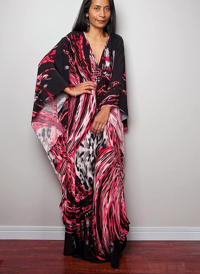 Venasha Womens Caftan Floral Print Kaftan Dress Short Sleeve Swimsuit Cover up Loungewear for Summer