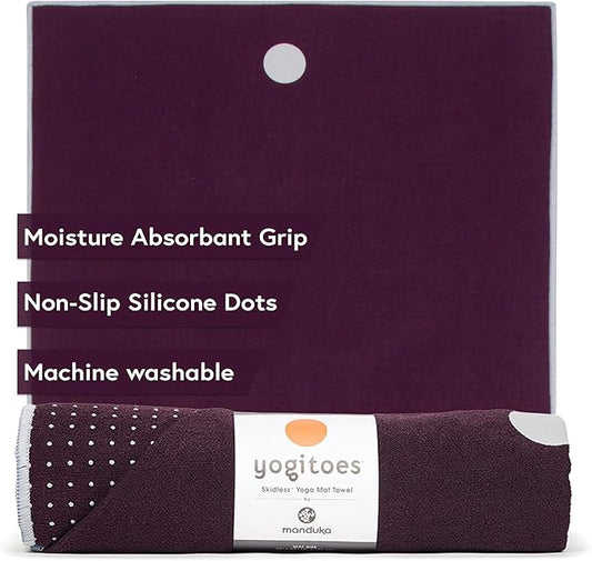 Manduka Yogitoes Hot Yoga Mat Towel - 71" | Moisture Activated Grip | Patented Silicone Nubs | Highly Absorbent, Durable & Easy Care | Made from Recycled Materials | 71 x 24 Inches | Indulge