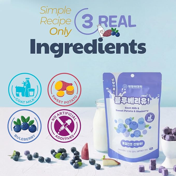 Freeze-Dried Goat Milk Dog Treats, Blueberry, 1.76 oz