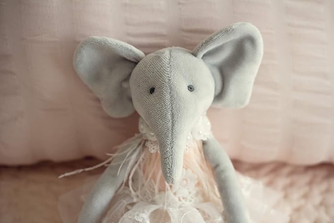 Daisy The Elephant Premium Quality Floppy Elephant Plush Doll Gift with Delicate Pink & Lace Tutu | Elegant Feather & Pearl Details | Playable Toy with Movable Legs & Huggable Arms