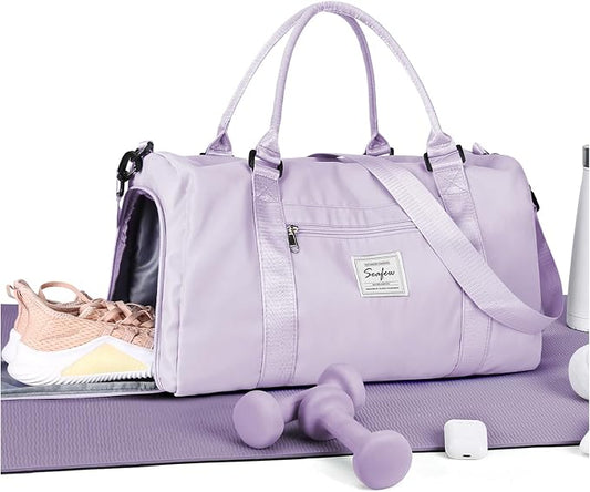 Gym Bag Womens Mens with Shoes Compartment and Wet Pocket Travel Duffel Bag for Women for Plane Sport Gym Tote Bags Swimming Yoga Waterproof Weekend Overnight Carry on Bag Hospital Holdalls