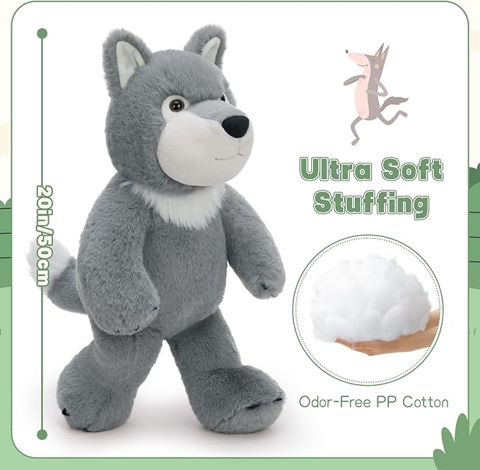 MaoGoLan Big Wolf Plush Toy 22'' Large Wolf Stuffed Animal Fluffy Wolves Stuffy for Kids Girls Boys Party Favors Christmas Valentine's Day Easter Birthday