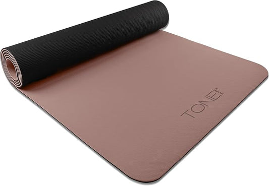 TONE Fitness Yoga Mat 1/4" Thick Non Slip Exercise & Pilates Mat for Home Workouts with Carrying Strap | Multiple Options