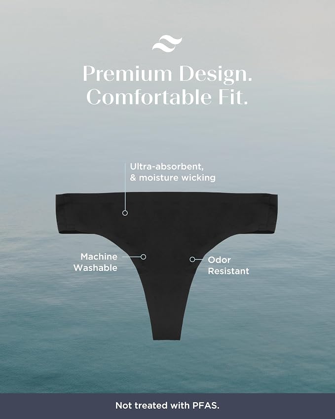 saalt Seamless Thong - Womens Period Underwear - Replaces 1 Liner or 2 Light Tampons