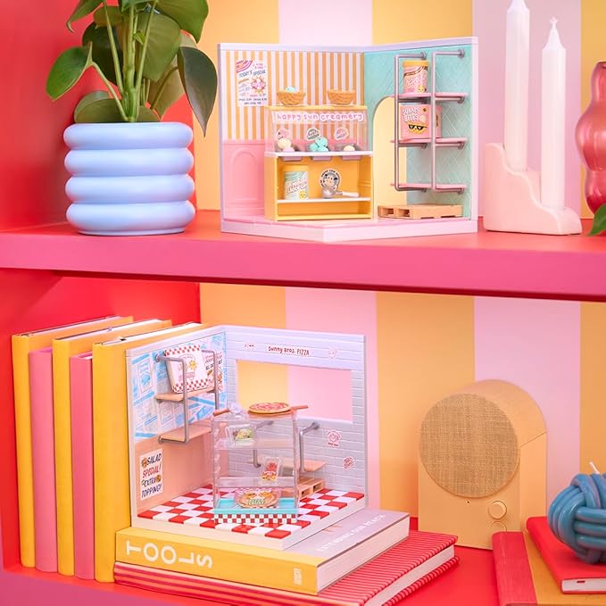 MGA's Miniverse Make It Mini Spaces Ice Cream Shop, Building Set, Customize, DIY Crafts, Rooms, Hobby, Collectors, Display, Gifts, 8+