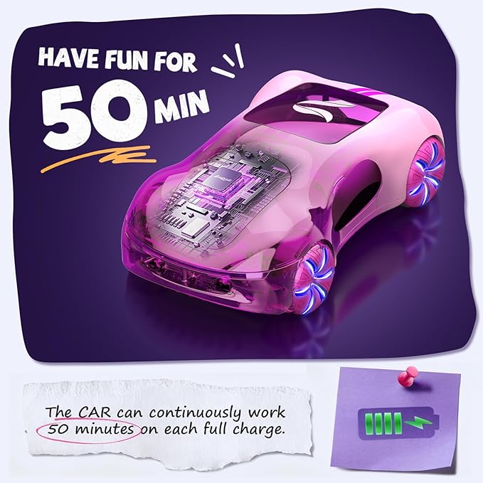 AEROQUEST Gesture Sensing Remote Control Car, Drift RC Stunt Car with Light Spray & Sound, 2.4GHz Hobby RC Cars Toy for Kids, 360° Rotate, Birthday Gifts for Boys Girls 6-12（Pink）
