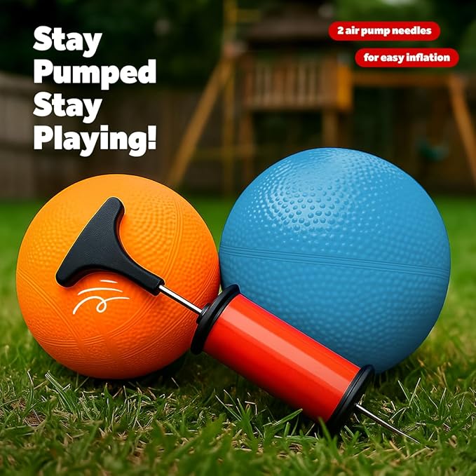 4-Pack 6" Replacement Balls for Little Tikes Basketball Hoop with Mesh Storage Bag, Soft Inflatable Mini Toy Balls for Kids, Lightweight Soft Small Multi-Color Set (Includes Air Pump)