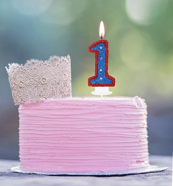 Number 1 Candle for First Birthday Boy Girl Blue Hero Captain 1 Birthday Candle, 3D Number 1 Cake Topper for Kid's Superheroes Theme Party Cake Decoration
