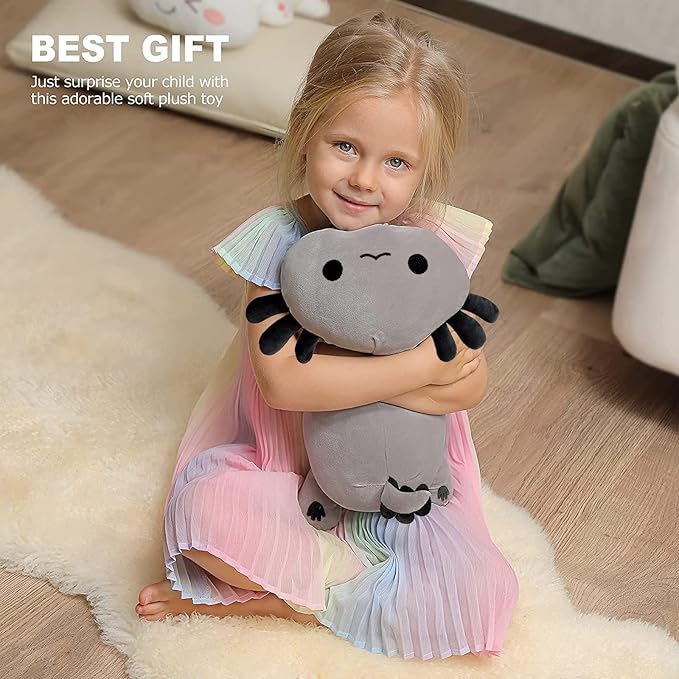 Onsoyours Cute Axolotl Plush, 19" Soft Large Stuffed Animal Salamander Big Plush Pillow, Kawaii Plushie Toy for Kids (Gray Axolotl, 19")