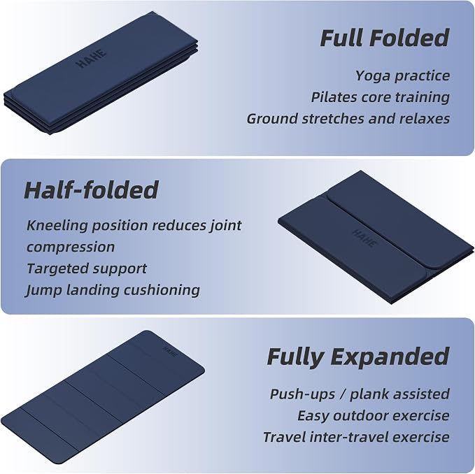 Foldable Yoga Mat,74"Lx32"Wx1/3"Thick,Folding Exercise Mat,Non-slip Wide Pilates Mats for Home Workout/Travel, Portable Yoga Mat Thick for Yoga/Pilates/Camping/Floor Exercises