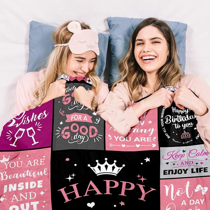 Birthday Gifts for Women, Happy Birthday Blanket for Women 50" x 60" | Birthday Decorations for Women, Gift for Women Birthday Unique, Happy Birthday Gift for Her, Mom, Wife, Daughter, Sister