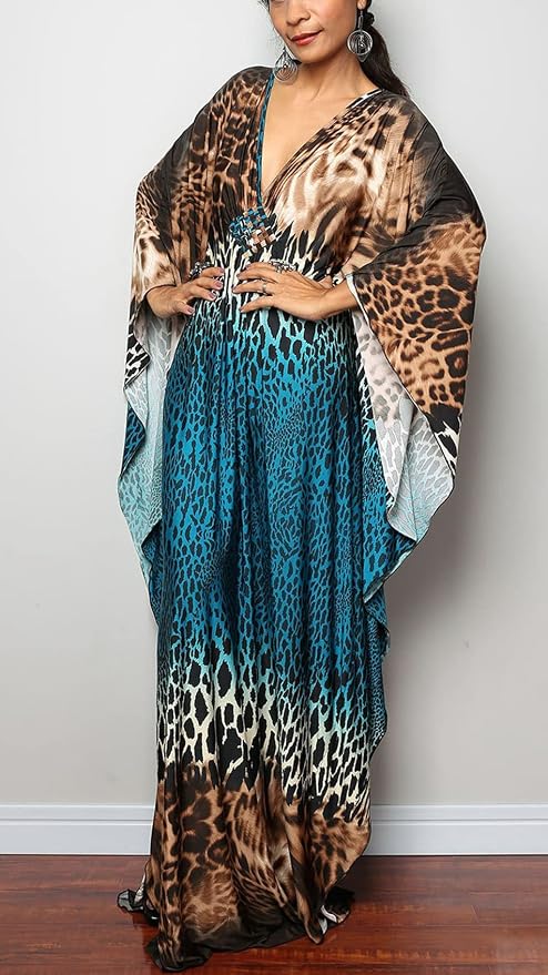 Venasha Womens Caftan Floral Print Kaftan Dress Short Sleeve Swimsuit Cover up Loungewear for Summer