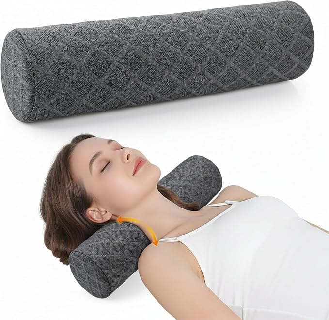 Cervical Memory Foam Neck Roll Pillow Comfortable Breathable(3.9) | Neck Support Pillows for Sleeping 3.9in H Small Round Circle Pillow Cylinder Pillows for Back Lumbar Leg Yoga Pain Relief