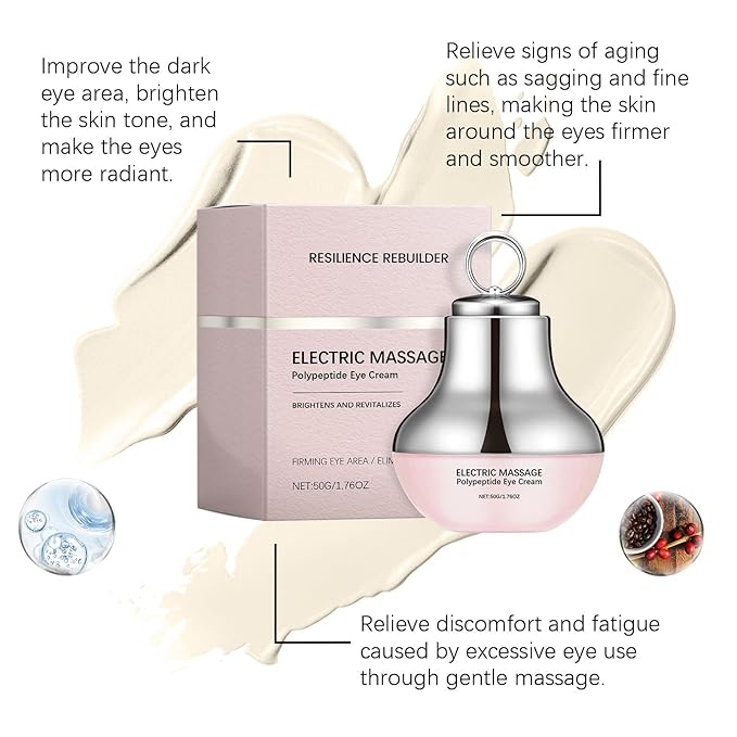 Electric Massage Eye Cream for Dark Circle,Electric Massage Polypeptide Eye Cream,Under EyeCream Firm and Smooth Fine Lines with Gentle Vibration for Firming Hydrating and Refreshing (1.76oz)