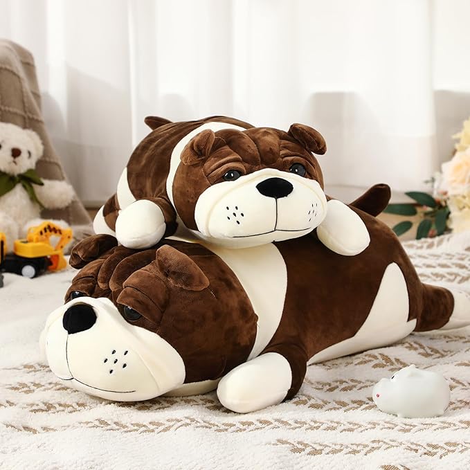 23.6" Huggable Dog Plush, Cute Stuffed Animal, Soft Adorable Cuddle Companion for Kids, Christmas Birthday Plush Pillow Gift for Boys and Girls