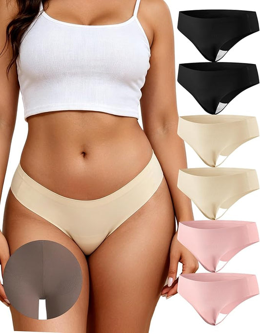 LEVAO Seamless Thongs for Women Invisible Toe Thong No Show Camel Proof Underwear Thong Panty Liners Workout G-Strings