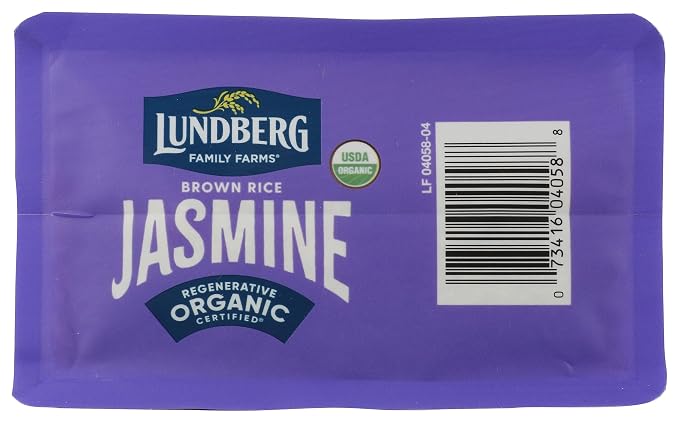 Lundberg Organic Jasmine Brown Rice – Long-Grain, Fluffy & Aromatic, Responsibly Grown in California, 32 Oz
