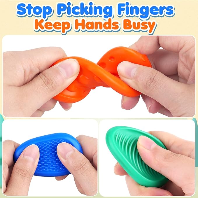 Fidget Toys Sensory Stone for Kids: 18 Pack Textured Soft Worry Stone for Autism Kids Calming - Fidget Stress Toys for Students Anxiety Relief - Small Prizes Fidget Toys(Patented Design)