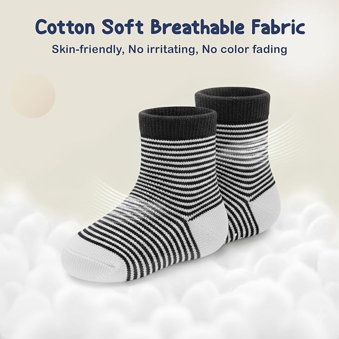 Mother's Choice Organic Cotton Baby Socks 6-12 Months - 12 pairs Soft and Cozy Girls and Boys Sock, Gentle Newborn Socks, Ideal For Baby Registry Infant Footwear and Little Feet Comfort