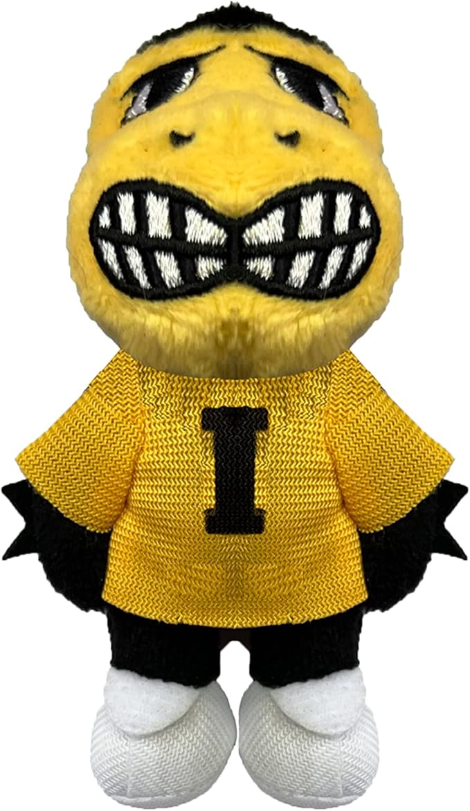 Bobbi-Dobbiez Attachable Plushie University of Iowa Herky Mascot – Attaches to Backpacks, Bags, Shoes, Water Bottles, and More