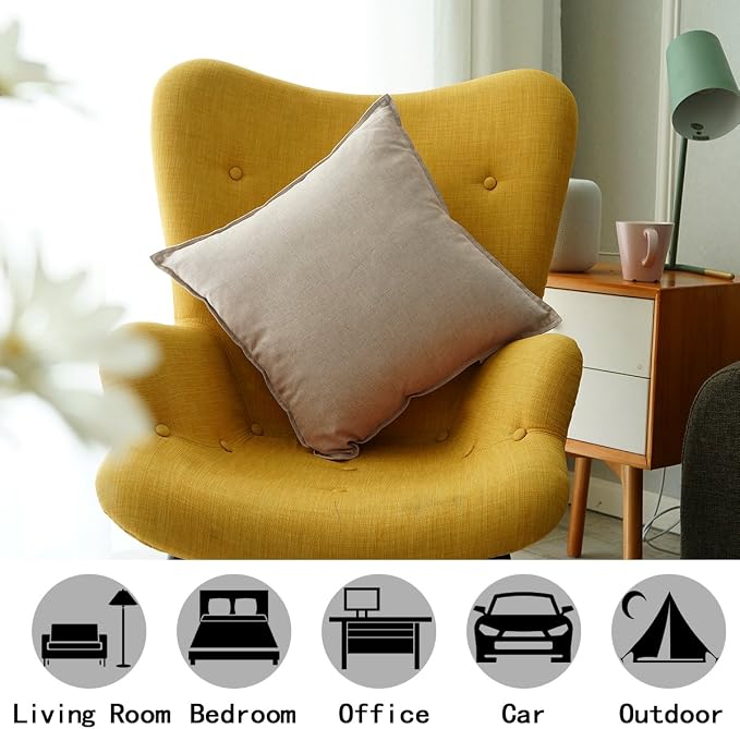 Jeanerlor SureGuard Pillowcase Cousion Cover Decor Cotton Linen with Unique Design to Embellish Study Room/House/Office, 20"x20"(50 x 50cm), Light Linen
