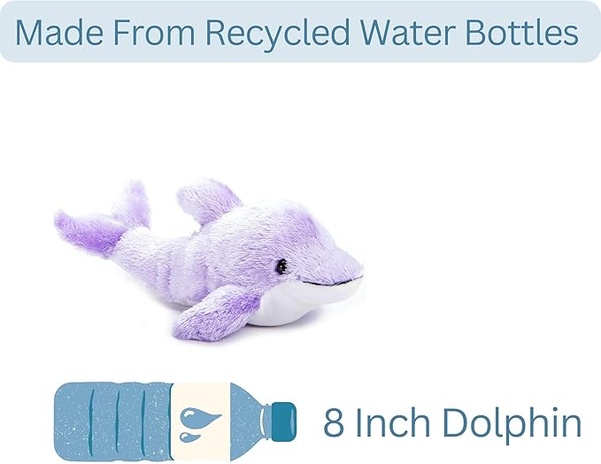 The Petting Zoo Purple Dolphin Stuffed Animal Plushie, Gifts for Kids, Scoopz Sealife Animals, Dolphin Plush Toy, 10 inches