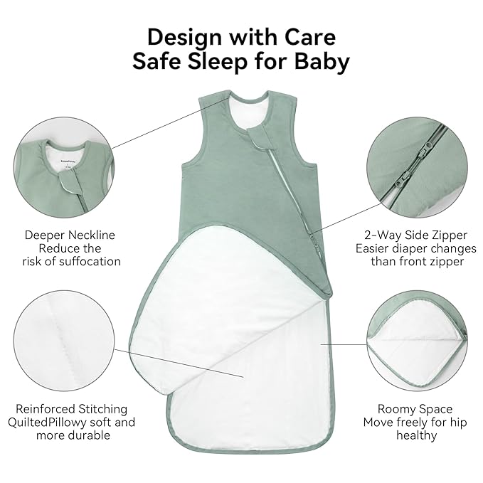 BubblePanda Rayon Made from Bamboo Sleep Sack 12-18 Months 1.0 Tog Soft Toddler Sleeping Sack for Babies 2-Way Zipper Baby Wearable Blanket