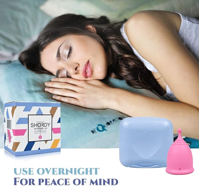 SHORDY Menstrual Cups - Large Reusable Period Cup for Women (Pink) | High capacity, 100% medical grade silicone, 12 hr comfort, Disc Tampon alternative, Copa menstrual para mujer