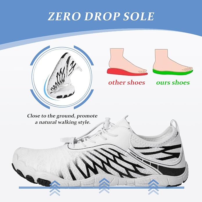 Barefoot Shoes for Women & Men, Grounded Walking Hiking Barefoot Shoes, Wide Toe Box Non-Slip Water Athletic Footwear, Comfortable Vitality Barefoot Footwear, Trail Running Sneakers Unisex