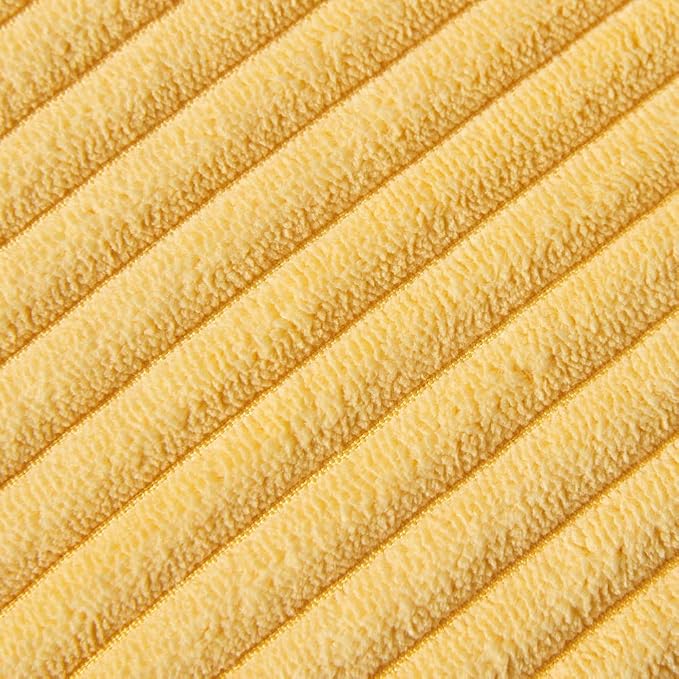 Fancy Homi Pack of 2 Yellow Decorative Throw Pillow Covers 20x20 with Pom-poms, Soft Corduroy Accent Solid Square Cushion Cases Set for Couch Sofa Bedroom Car Living Room (20x20 Inch/50x50 cm, Yellow)