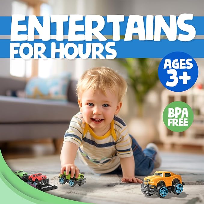 Skoolzy 36-Piece Alphabet Cars - Alphabet Learning Toys with Felt Track Set for ABC Recognition - Ideal Manipulatives for Preschoolers, 3 Year Old Boy Gift, and Toys for 2 Year Old Boys