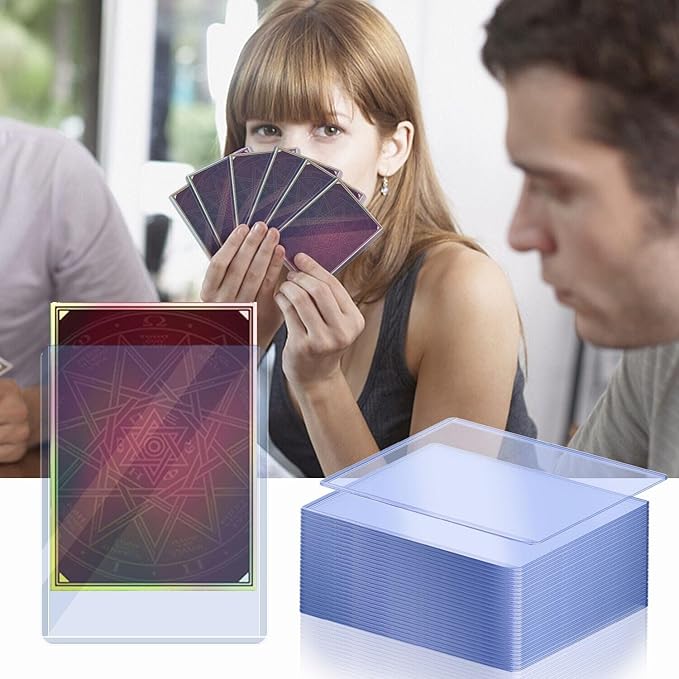 200 Pack 3"x4" Top loaders for Cards - 35pt Premium Hard Plastic Card Protectors, Plastic Card Sleeves, for Trading Baseball Game Sports Collectible Card (100 PCS Toploader + 100 PCS Penny Sleeves)