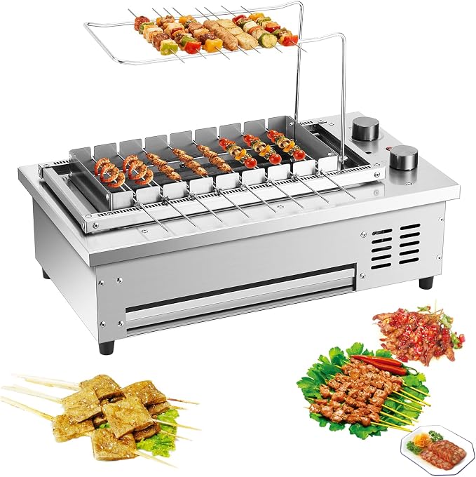 Automatic Rotating Bbq Grill | Smokeless Commercial Korean Barbecue Oven With 8 Skewers | Adjustable Temperature Electric Yakitori Grill For Restaurants