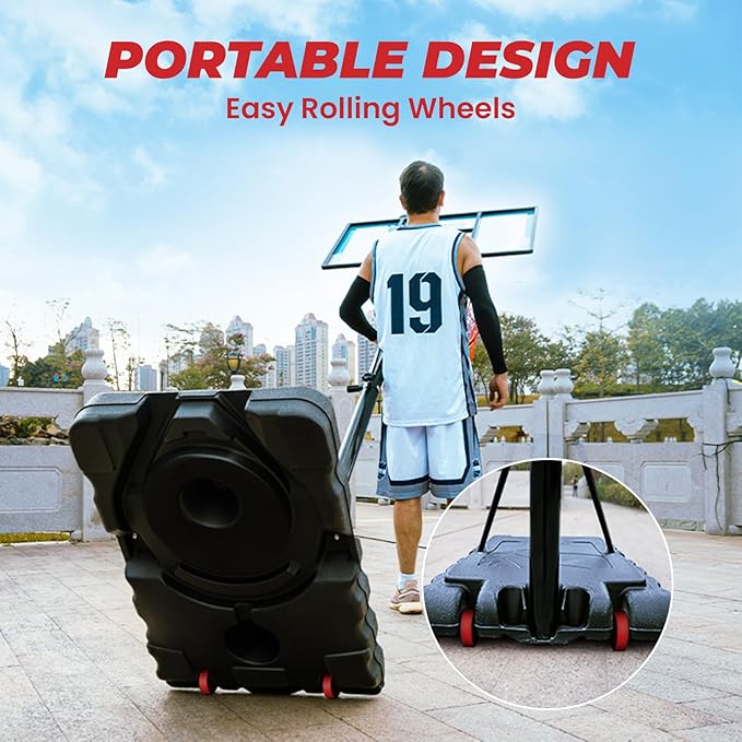 IGL Portable Basketball Hoop, 5.6-10FT Adjustable Basketball Goal System, 40/44 Inch Outdoor Basketball Hoop & Goals for Kids, Youth, and Adults in The Backyard, Driveway with PC Backboard