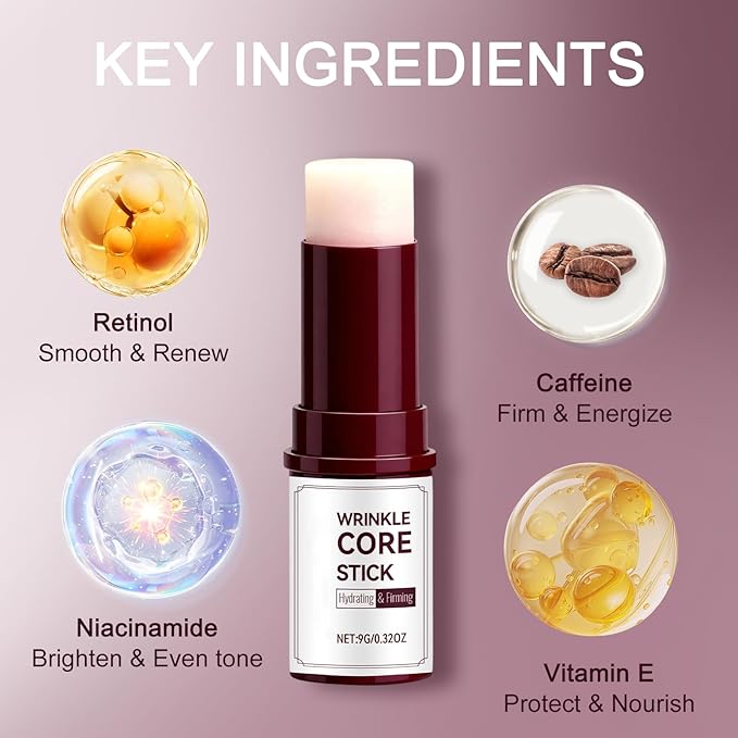 Retinol Eye Balm Stick – Anti-Aging Wrinkle Core Stick for Eyes, Face & Neck, Reduces Wrinkles & Dark Circles, Hydrating & Firming Under Eye Cream with Niacinamide, Travel-Friendly 0.32 oz