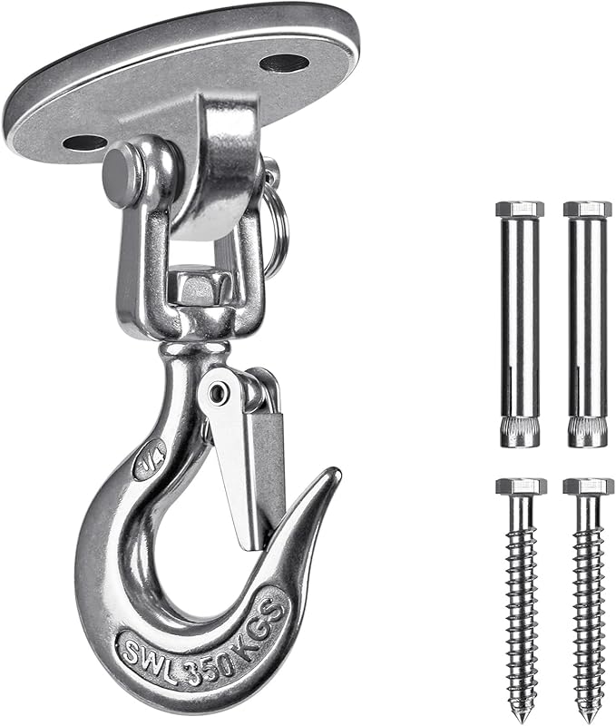 BeneLabel Ceiling Swing Hanger with 360°Swivel Hook 1000 LB Capacity Swing Hardware Stainless Steel Ceiling Swing Mount for Hanging Chair, Aerial Silks, Hammock, Porch Swings, Heavy Bag