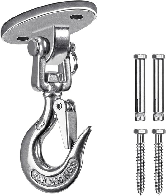 BeneLabel Ceiling Swing Hanger with 360°Swivel Hook 1000 LB Capacity Swing Hardware Stainless Steel Ceiling Swing Mount for Hanging Chair, Aerial Silks, Hammock, Porch Swings, Heavy Bag
