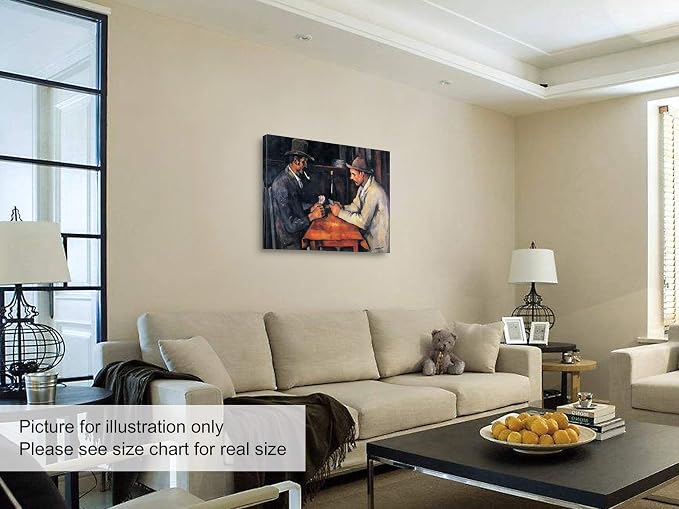 Niwo ART - The Card Players, World's Most Famous Paintings Series, Canvas Wall Art Home Decor, Gallery Wrapped, Stretched, Framed Ready to Hang (20"x16"x3/4")