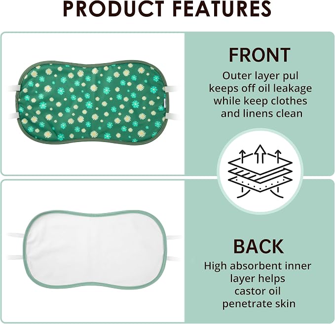 wegreeco Kids Castor Oil Pack Wrap, Reusable Kids Castor Oil Packs for Liver Stomach, Machine Washable Anti Oil Leak 1Pc with Adjustable Strap Daisy (Oil Not Included)
