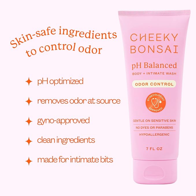 Cheeky Bonsai pH Balanced Feminine Wash for Women - Removes Odor - Gentle on Sensitive Skin - No Dyes or Parabens - Hypoallergenic - Gynecologist Approved (7 Ounces)