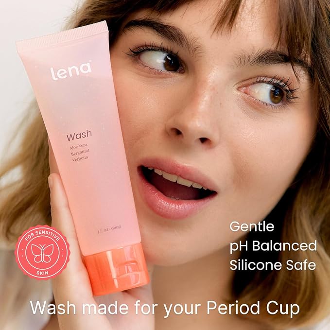 Lena Menstrual Cup Large & Lena Wash Set – Reusable Silicone Period Cup with Gentle pH-Balanced Cleanser for Menstrual Cups, Beginner-Friendly Starter Kit